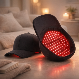 Rdeča svetlobna kapa za podporo negi las in dobremu počutju